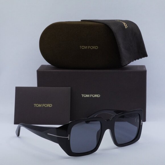 Tom Ford Ryder-02 FT1035-N 01A Sunglasses Black Square Frame, Smoke Lenses - Picture 12 of 12